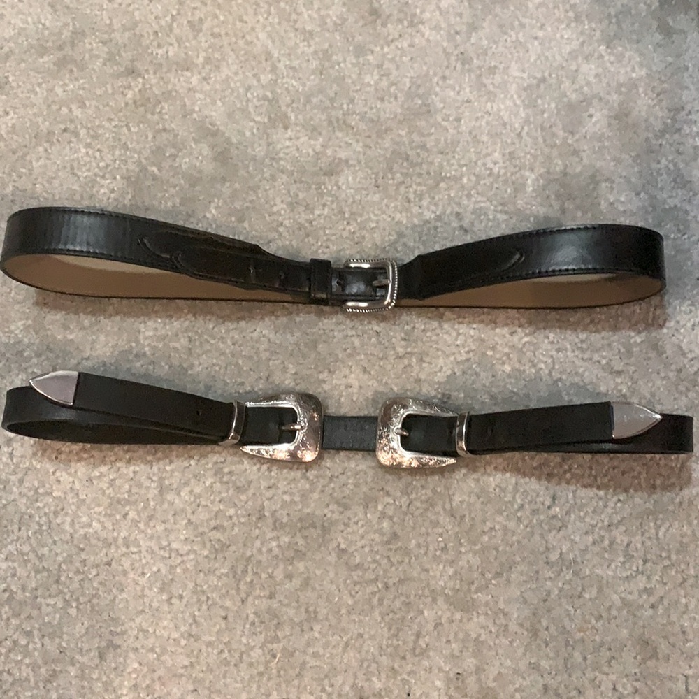 Pair of Black Western Belts - Faux Leather